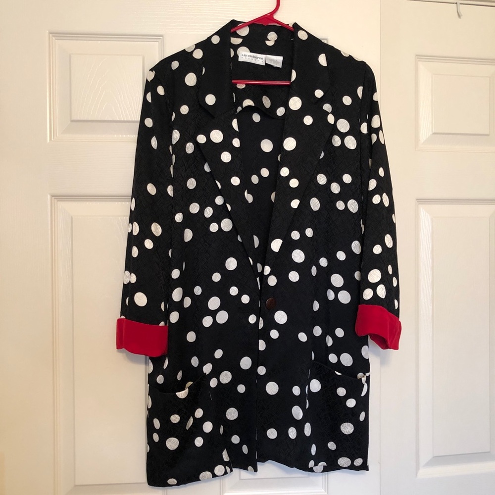 Black & White Polka Dot Pajama Suit Jacket